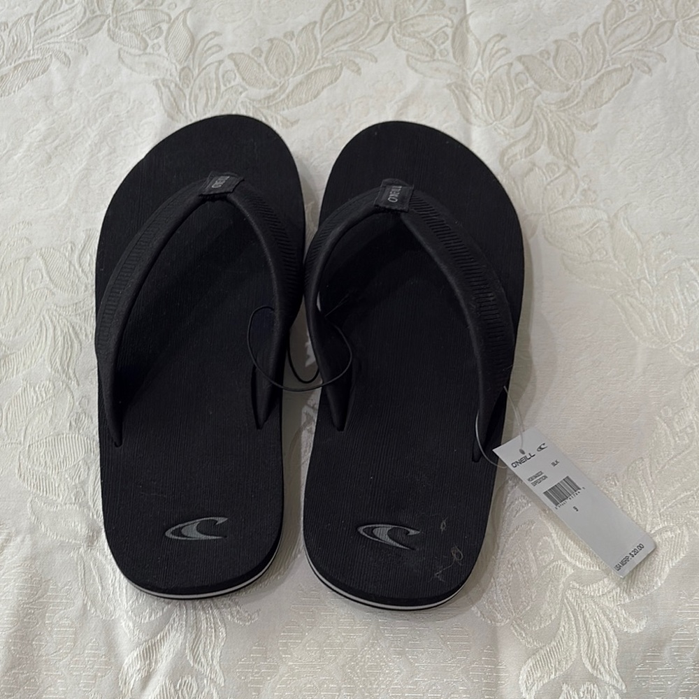 O'Neill Black Flip Flops with Textured Soles
